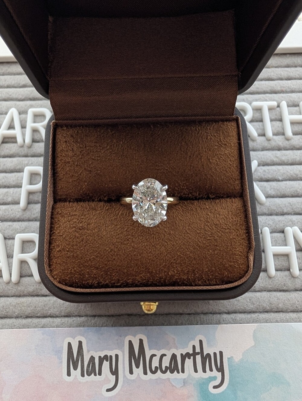4.09 Carat Oval 14k Gold Engagement Solitaire Ring